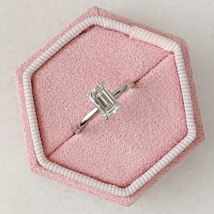 Emerald Cut Hidden Halo Engagement Ring