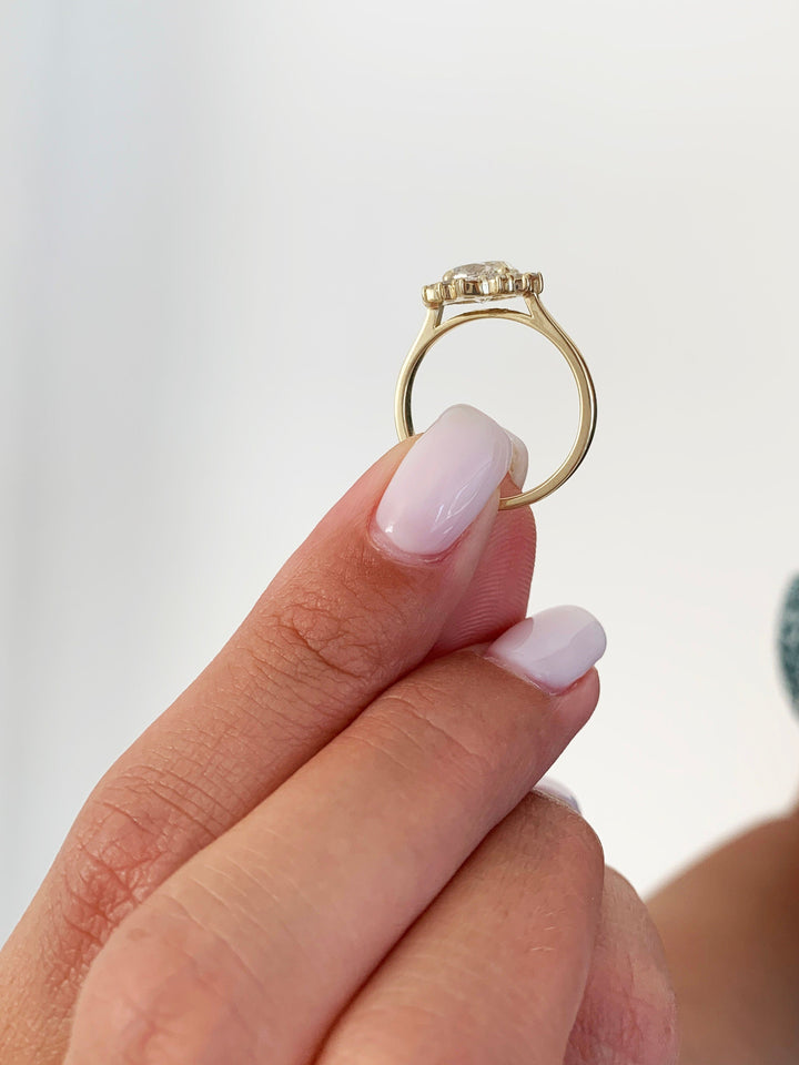 Oval Cluster Diamond Engagement Ring