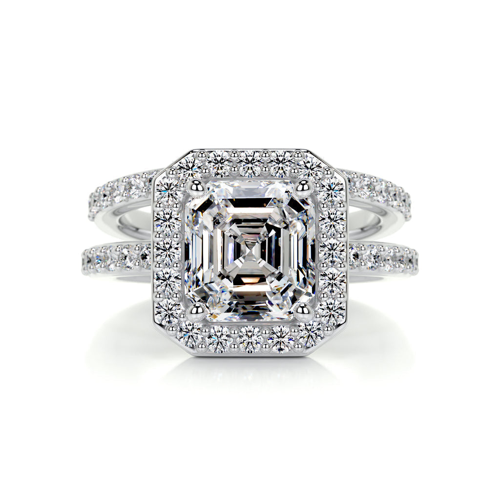 Asscher Halo Pavé Lab Diamond Bridal Ring Set