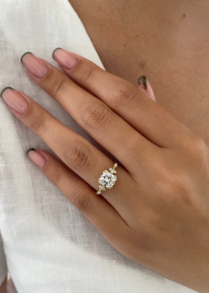 Round Pavé Diamond Engagement Ring