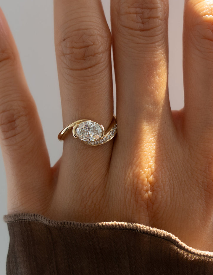 Oval Lab Grown Diamond Pavé Engagement Ring