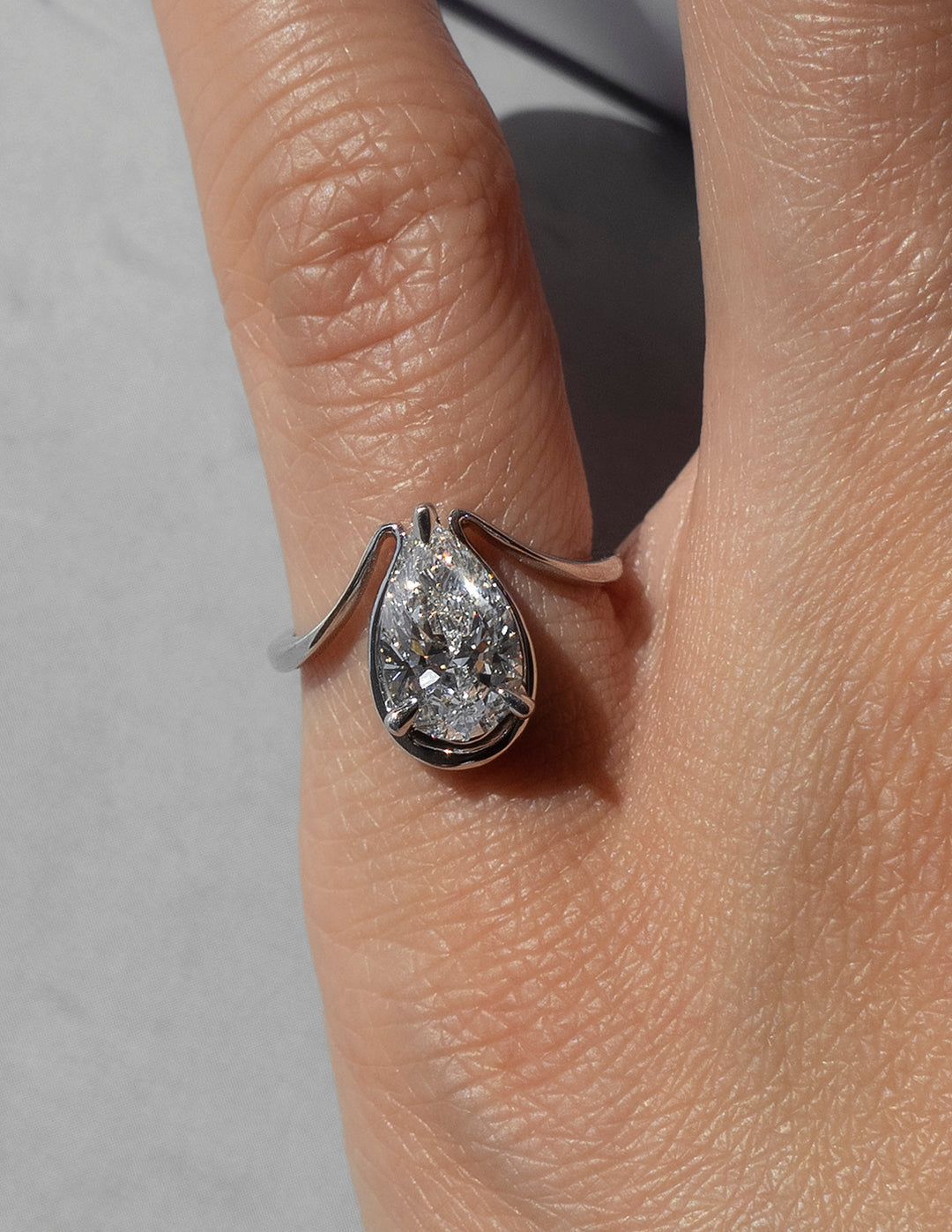 Pear Lab Grown Diamond Antique Engagement Ring