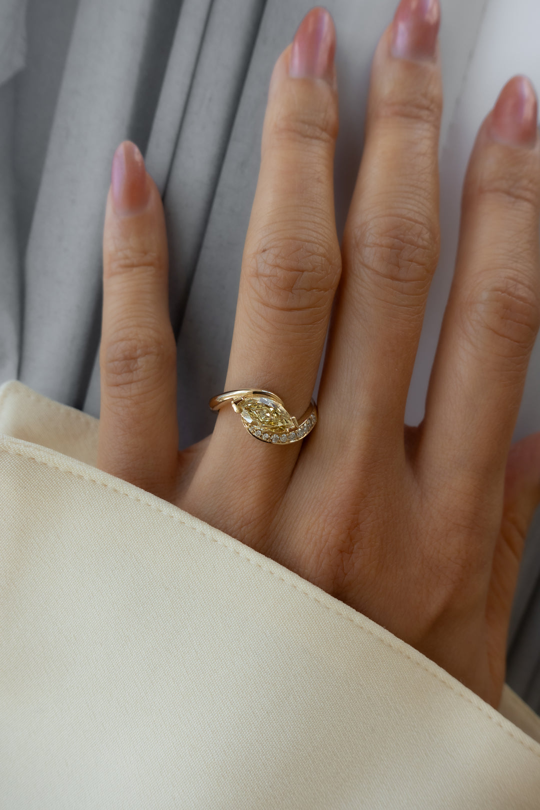 Yellow Marquise Lab Grown Diamond Engagement Ring
