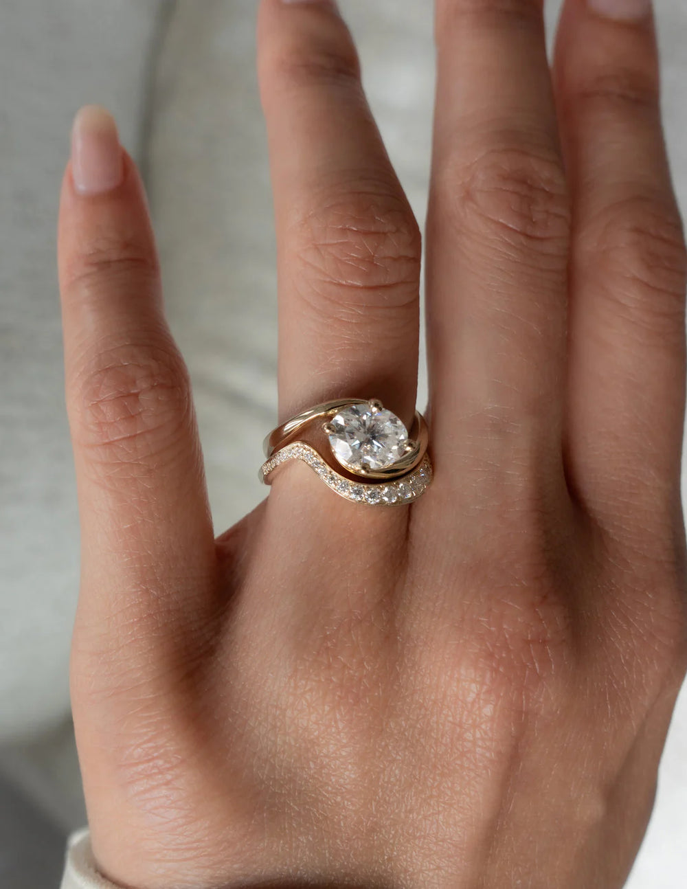 Oval East West Diamond Ring Set