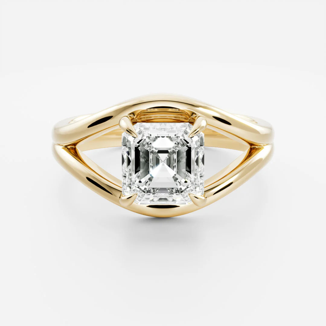 1 carat asscher cut split shank engagement ring lab grown diamond E VS1 USA
