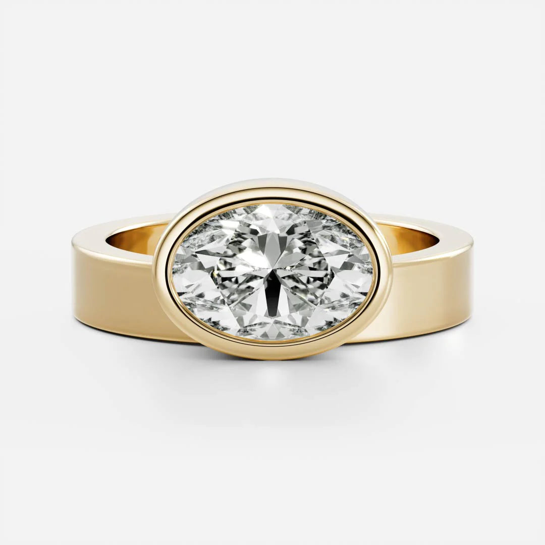 east west oval bezel engagement ring lab grown diamond 1ct USA