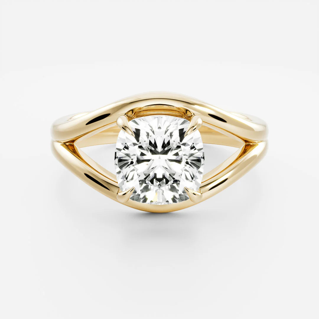 1 carat cushion split shank engagement ring lab grown diamond E VS2 USA