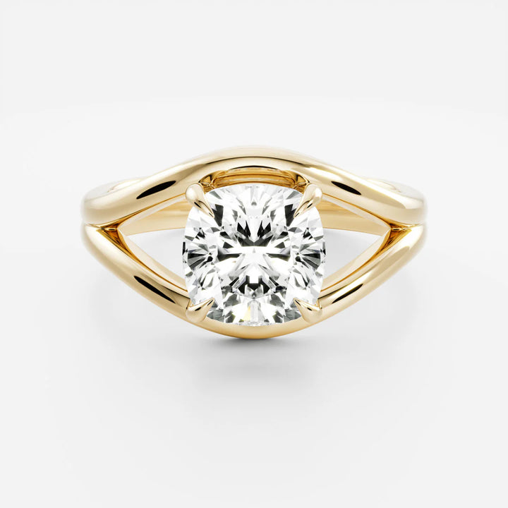 1 carat cushion split shank engagement ring lab grown diamond E VS2 USA