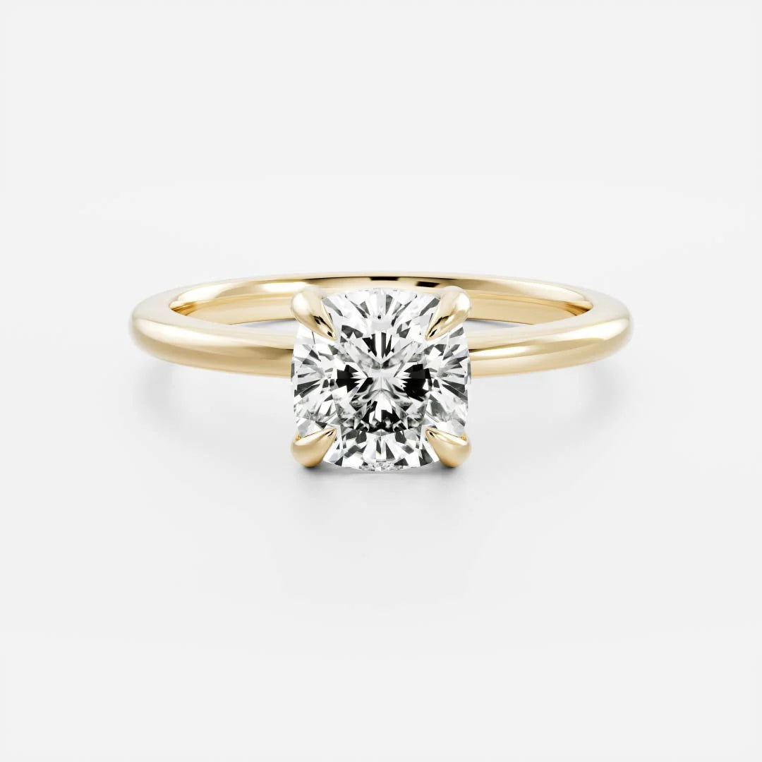 1 carat cushion solitaire engagement ring lab grown diamond IGI certified