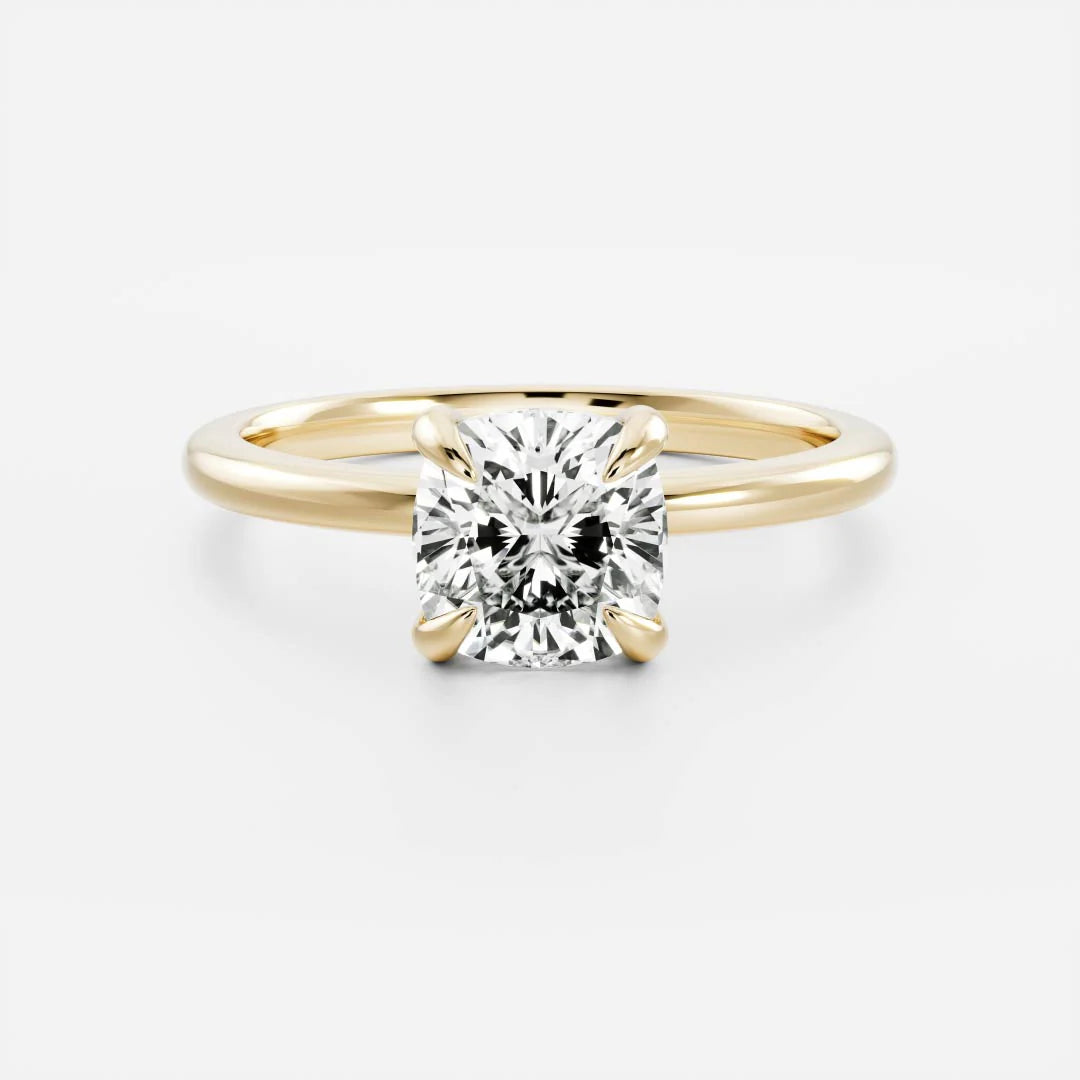 1 carat cushion solitaire engagement ring lab grown diamond IGI certified CVD