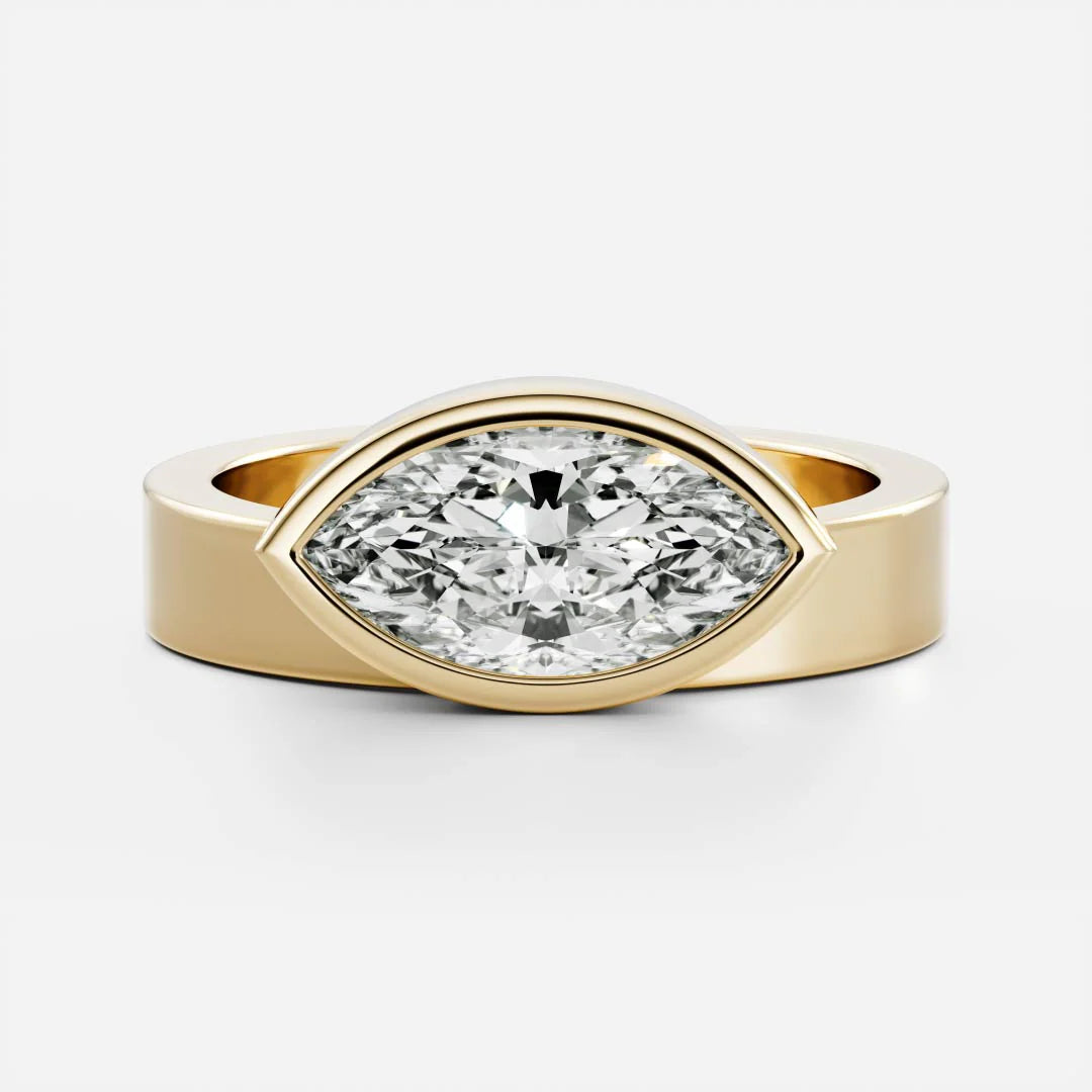 1 carat east west marquise bezel engagement ring lab grown diamond USA