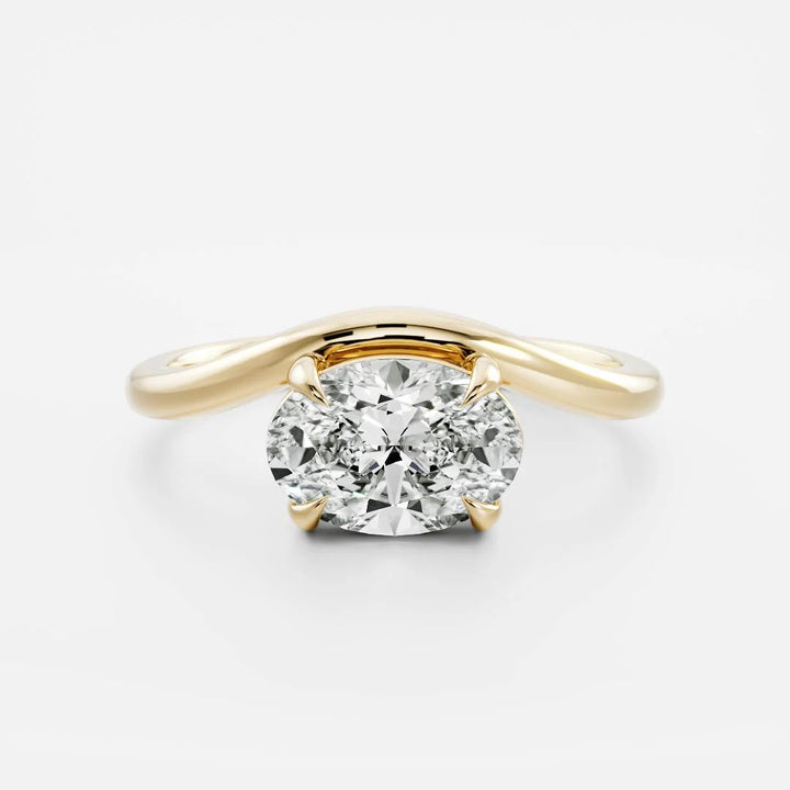 1 carat east west oval curved solitaire engagement ring lab grown diamond IGI certified
