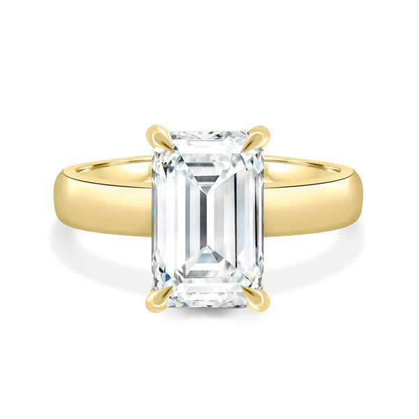 Emerald Cut Lab Diamond Hidden Halo Engagement Ring
