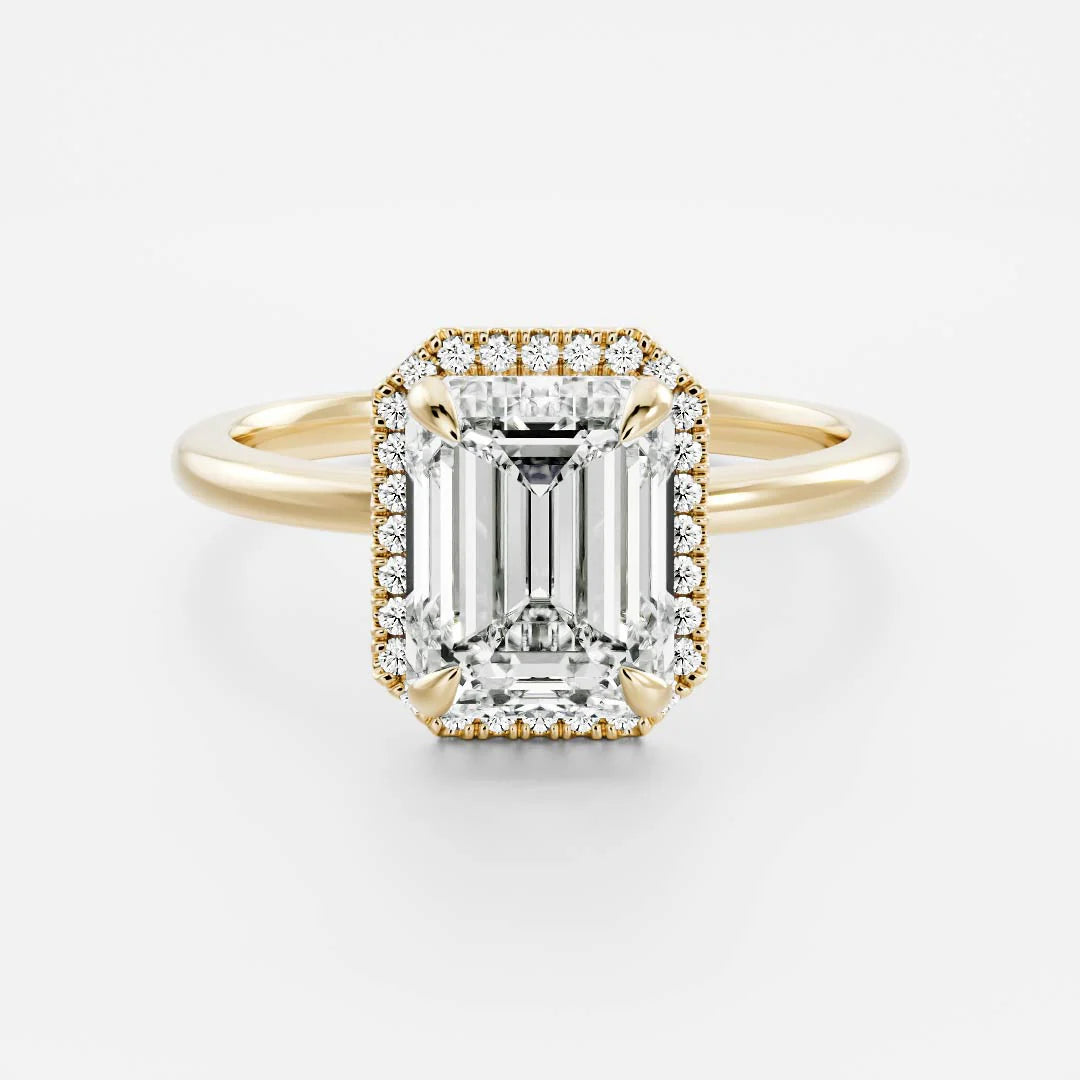 1 carat emerald halo solitaire engagement ring lab grown diamond IGI certified