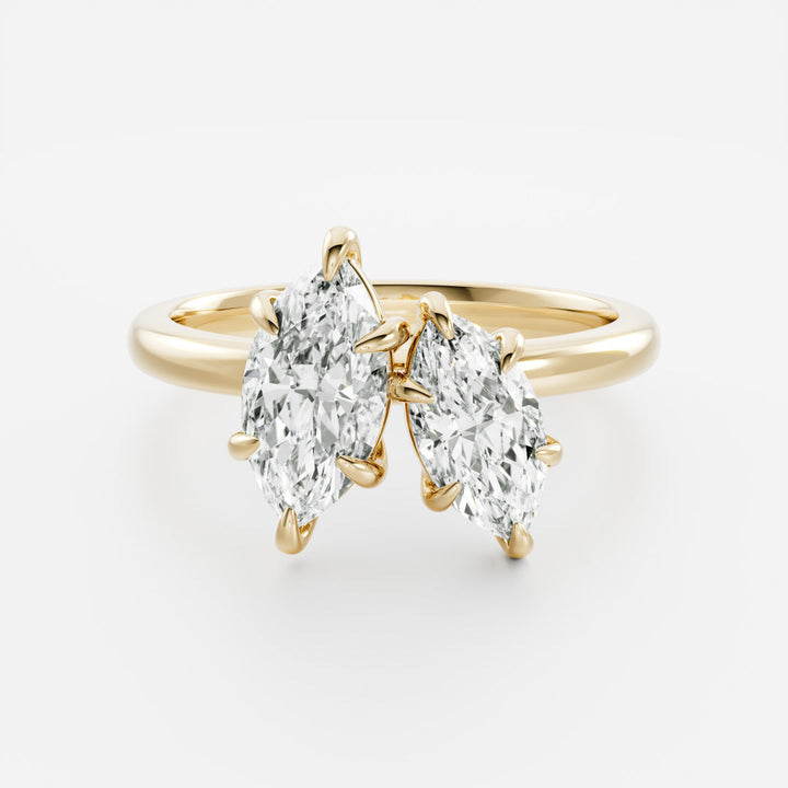 1 carat marquise toi et moi engagement ring lab grown diamond IGI certified