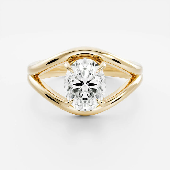 1 carat oval split shank engagement ring lab grown diamond USA