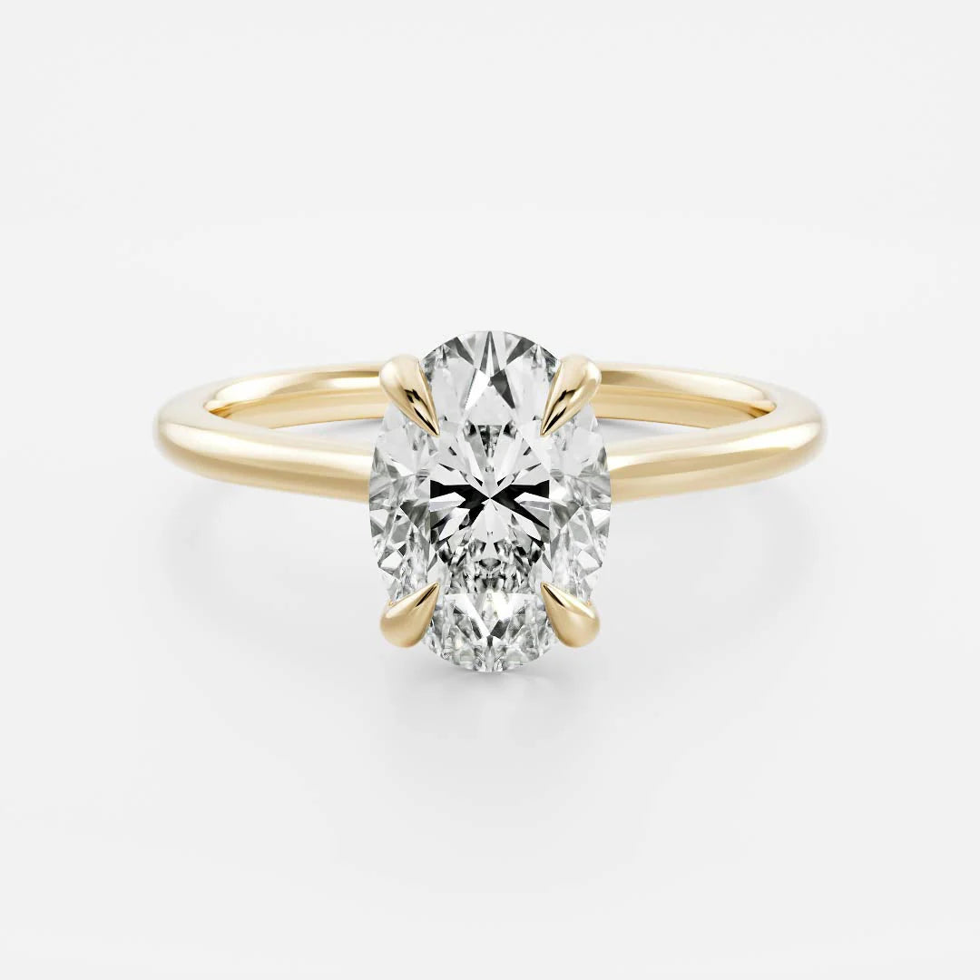 1 carat oval cathedral engagement ring lab grown diamond IGI certified solitaire