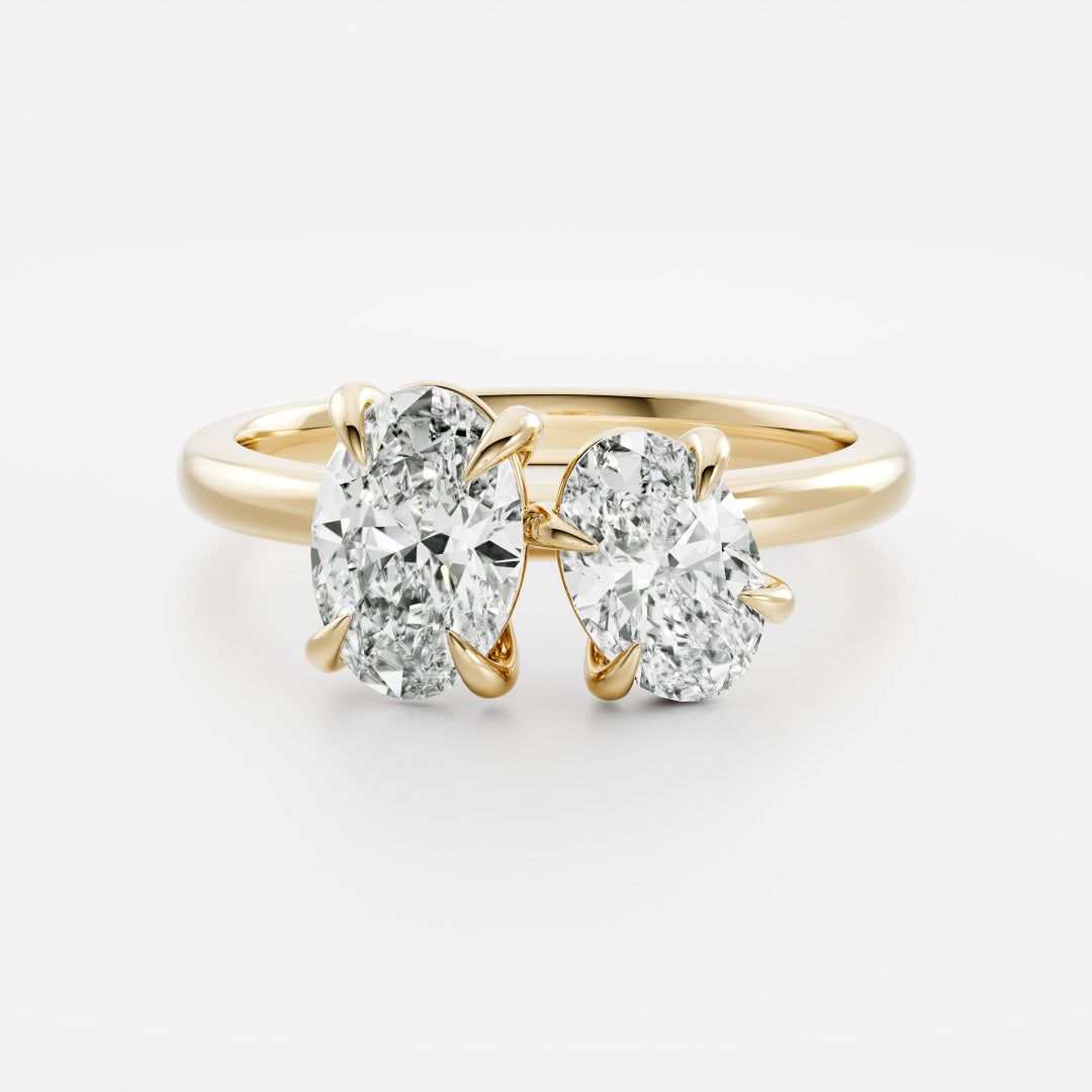 1 carat oval toi et moi engagement ring lab grown diamond IGI certified CVD