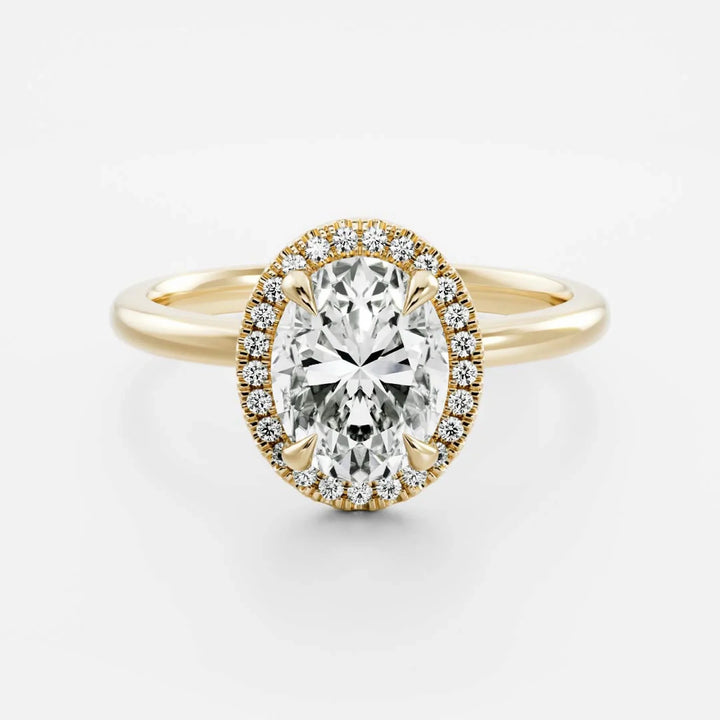 1 carat oval halo engagement ring lab grown diamond IGI certified