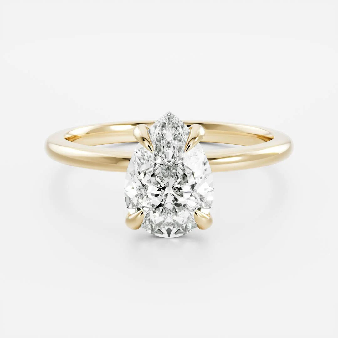 minimalist pear solitaire engagement ring lab diamond USA 1ct