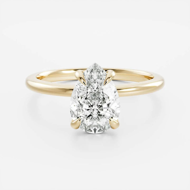minimalist pear solitaire engagement ring lab diamond USA 1ct