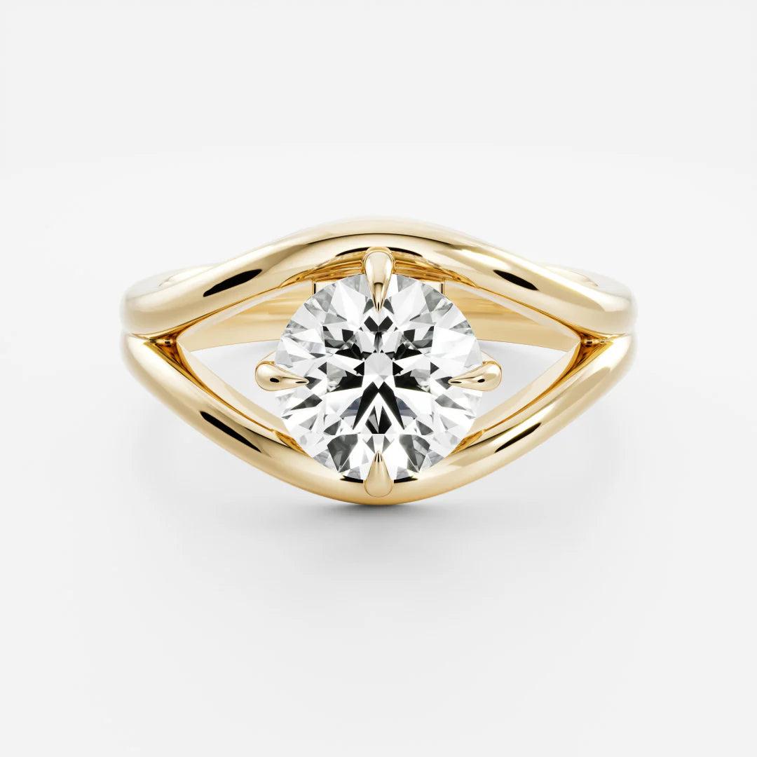 1 carat round split shank engagement ring lab grown diamond E VS1 USA