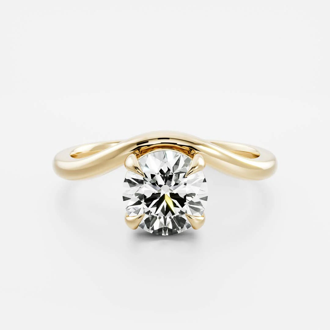 1 carat round curved solitaire engagement ring lab grown diamond IGI certified