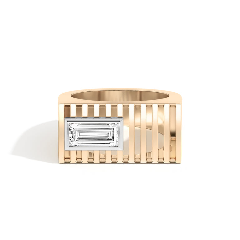 Baguette Cut Lab Grown Diamond Engagement Ring