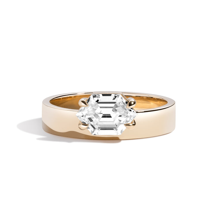 Elongated Hexagon Lab Diamond Engagement Ring