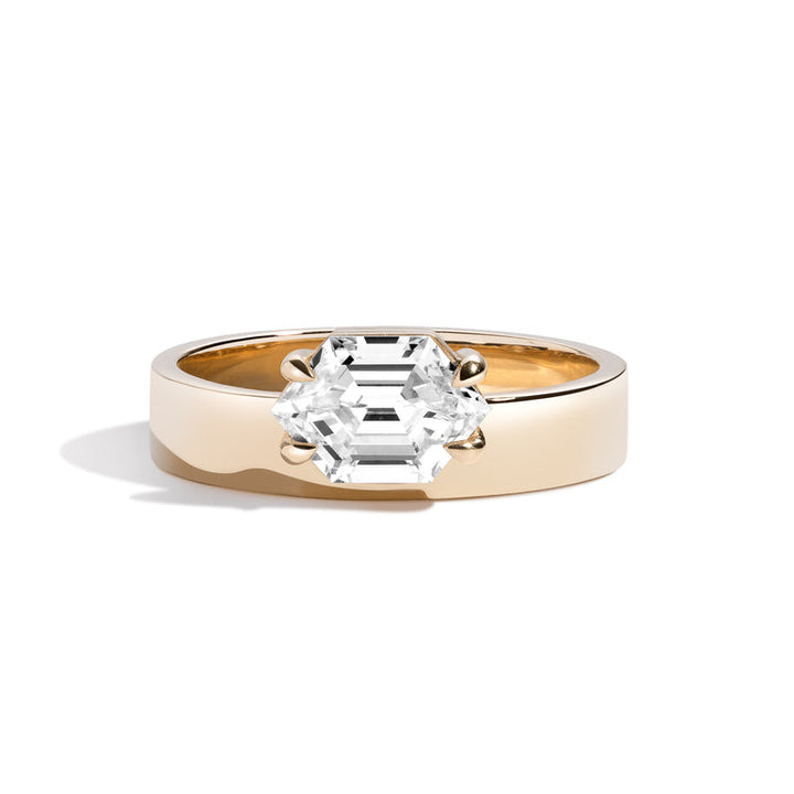Elongated Hexagon Lab Diamond Engagement Ring