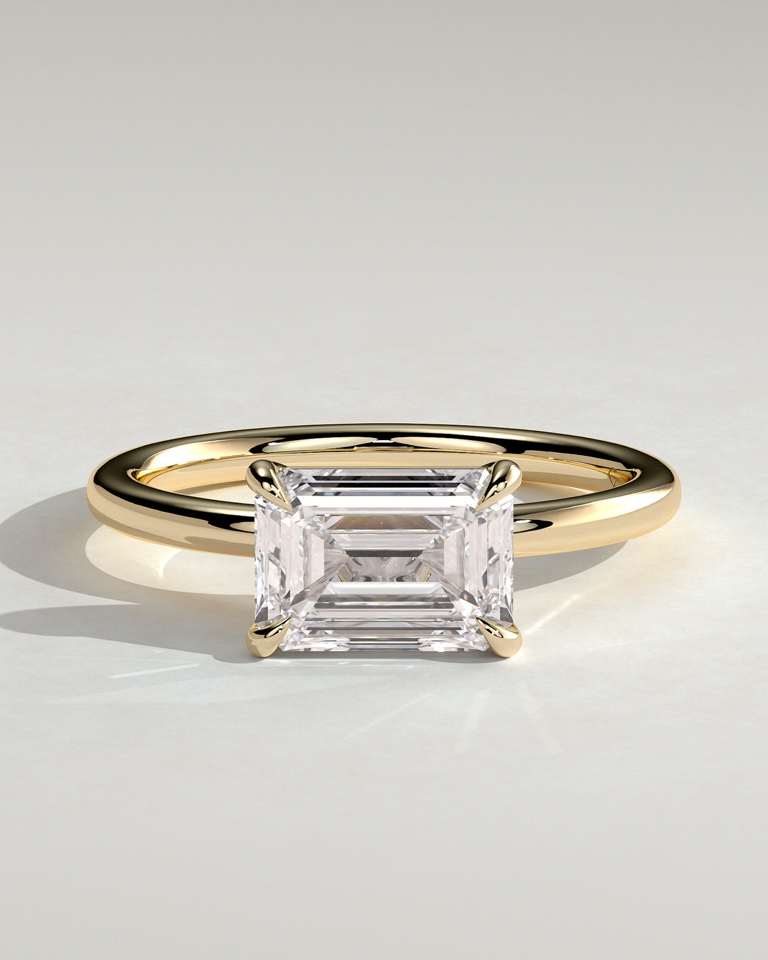 1.0ct  East West Emerald Cut IGI Certified Solitaire Engagement Ring