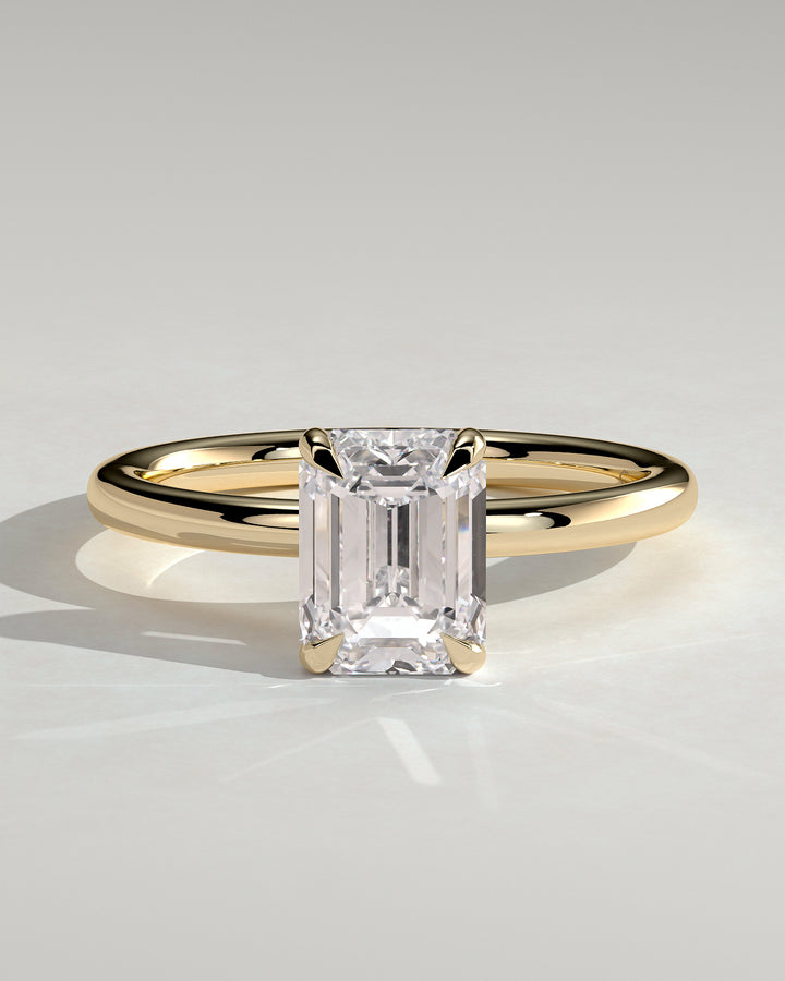 1.0ct Emerald Cut Hidden Halo Solitaire Engagement Ring