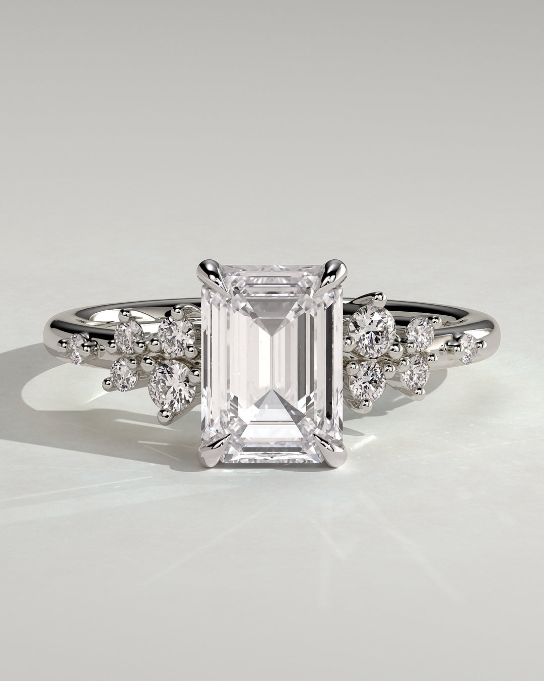 1.0ct Emerald Cut IGI Certified Diamond Cluster Engagement Ring