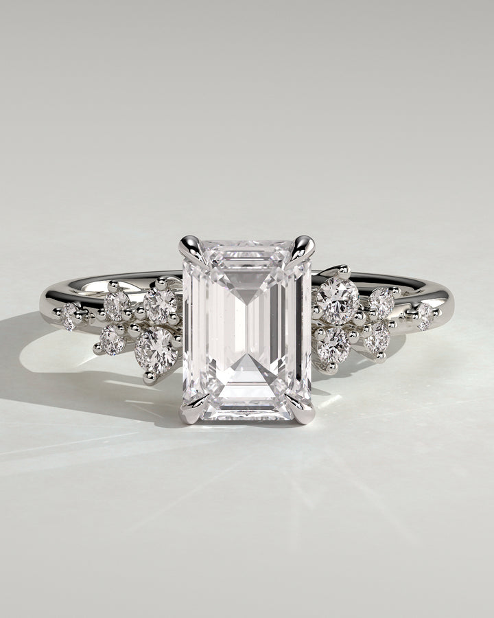 1.0ct Emerald Cut IGI Certified Diamond Cluster Engagement Ring