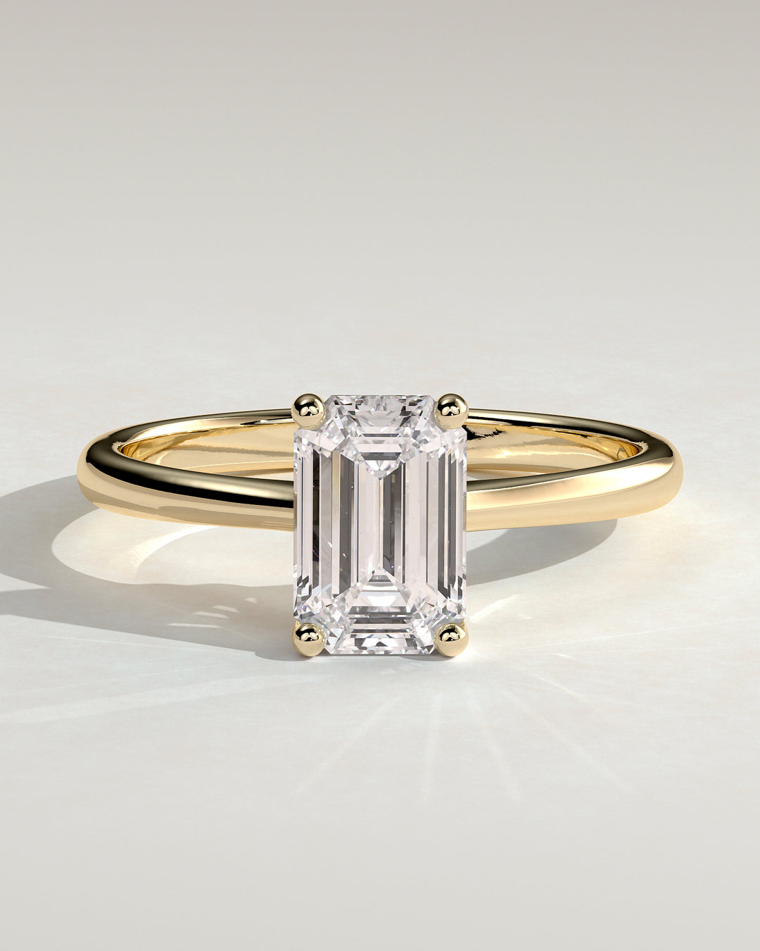 1.0ct Emerald Cut Solitaire E/VSS2 Cathedral Setting Engagement Ring