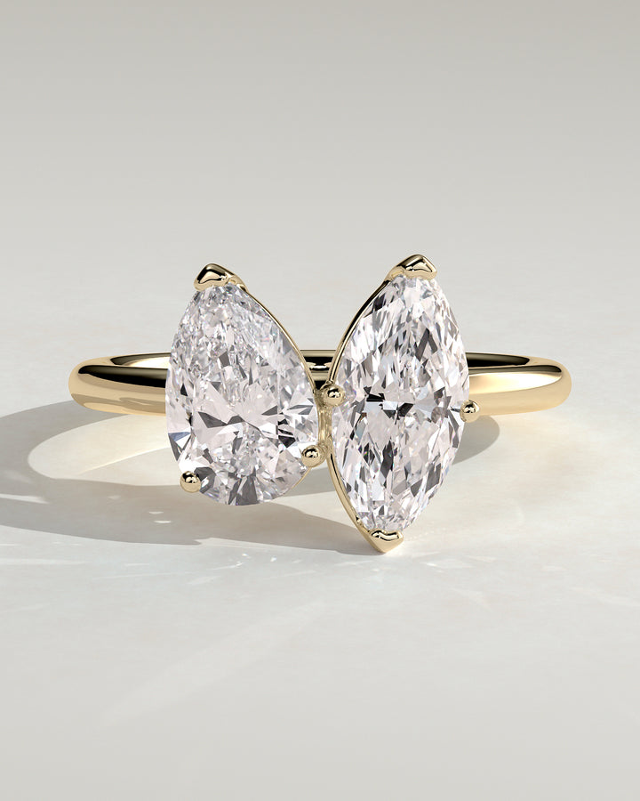 1.0ct Marquise and Pear Toi et Moi Pave Engagement Ring