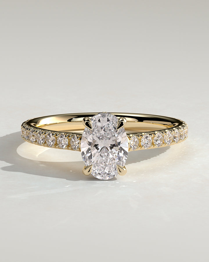 1.0ct Oval Hidden Halo IGI Certified CVD Pave Engagement Ring