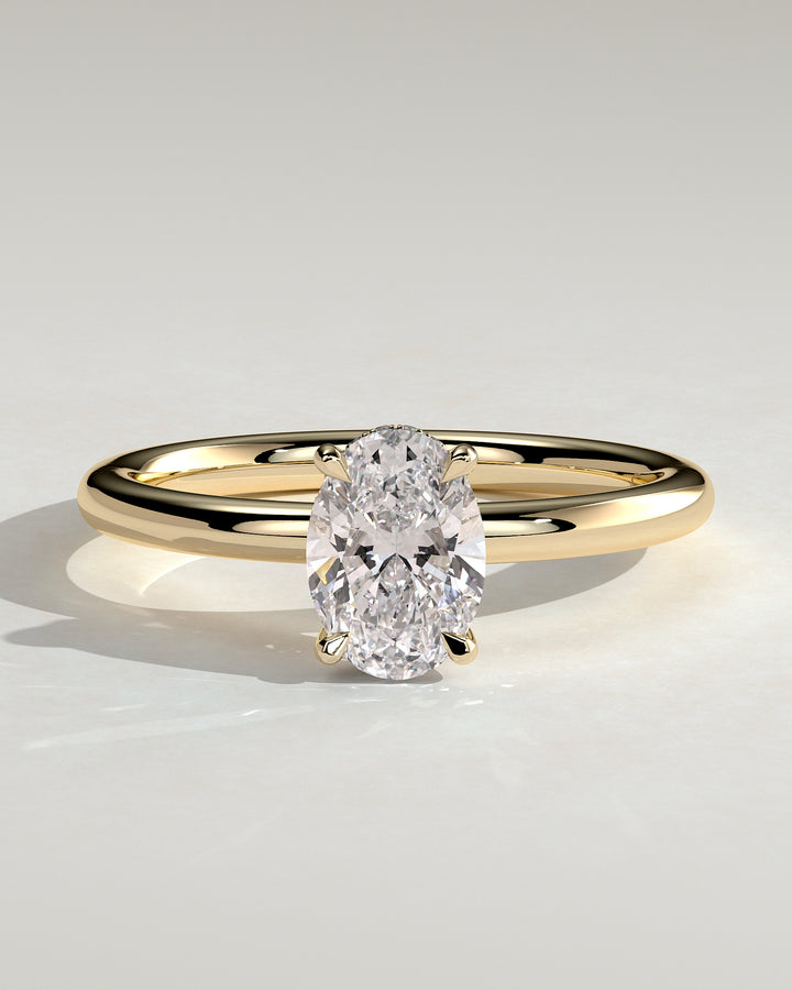 1.0ct Oval Hidden Halo IGI Certified Lab Grown Diamond Solitaire Engagement Ring