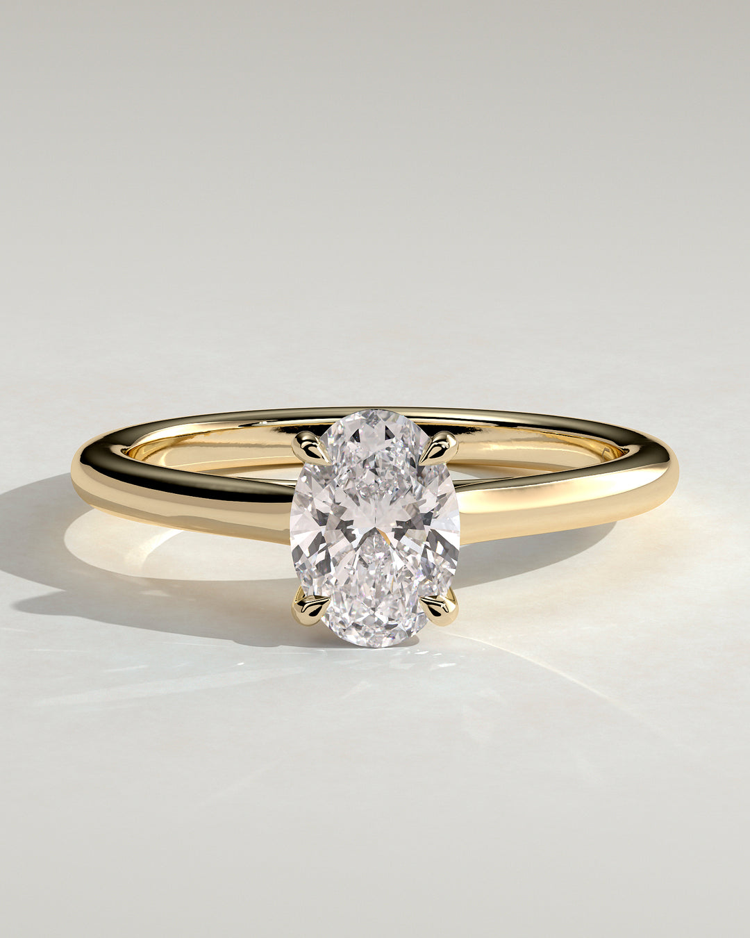 oval solitaire engagement ring lab grown diamond cathedral setting E VVS2