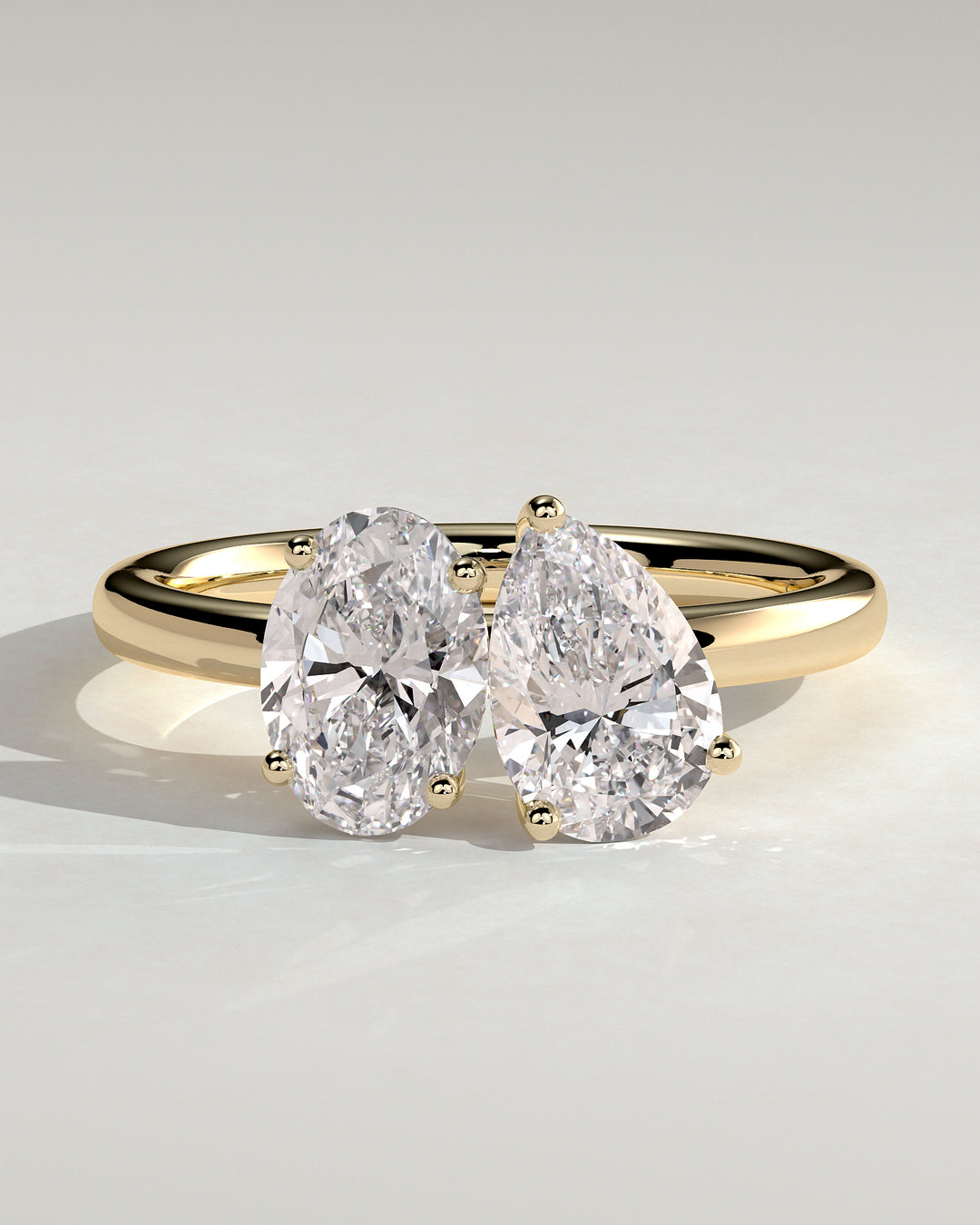 1.0ct Pear And Oval Lab Grown Diamond Toi et Moi Engagement Ring
