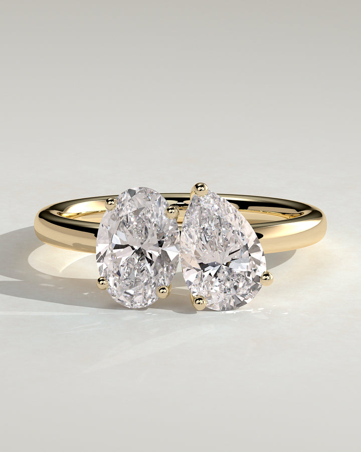 1.0ct Pear And Oval Lab Grown Diamond Toi et Moi Engagement Ring