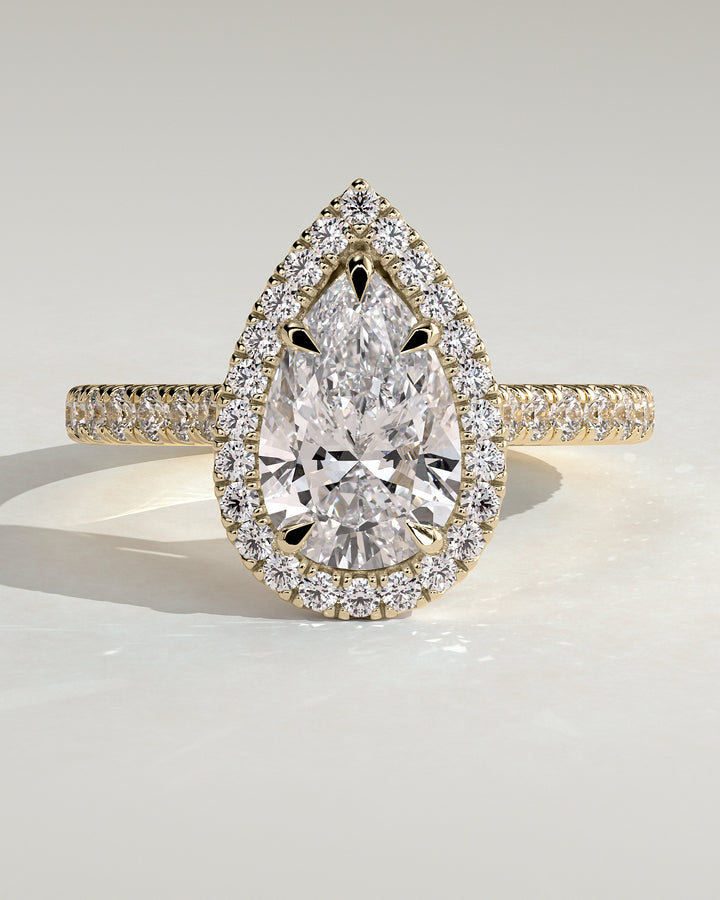 1.0ct Pear Cut Halo IGI Certified Lab Diamond Pave Engagement Ring