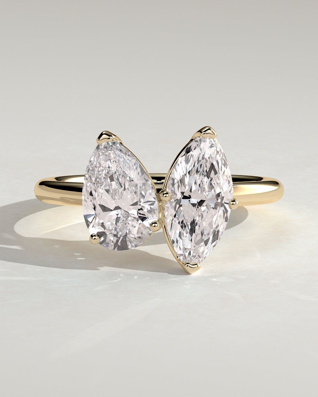 1.0ct Pear and  Marquise IGI Lab Diamond Toi et Moi Engagement Ring