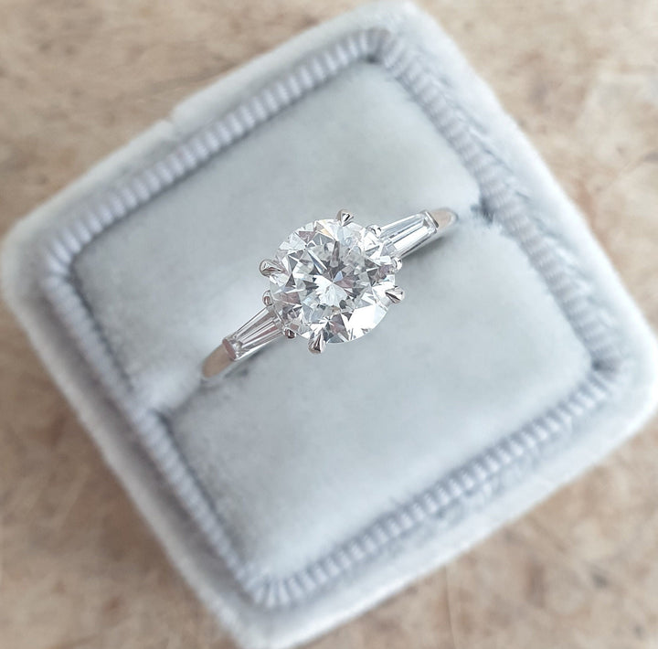 Round Three Stone Lab Grown Diamond Engagement Ring