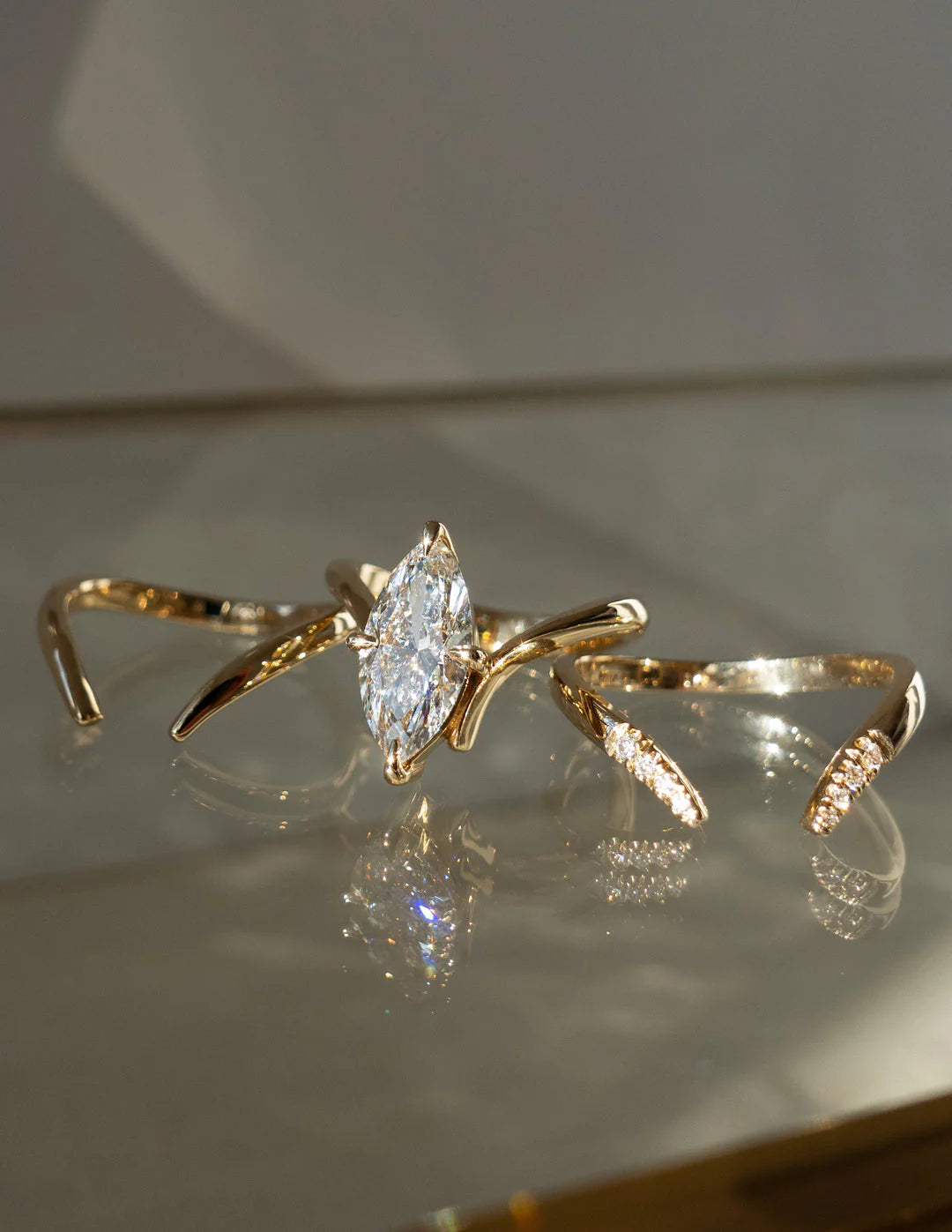 Marquise Lab Diamond Bridal Ring Set