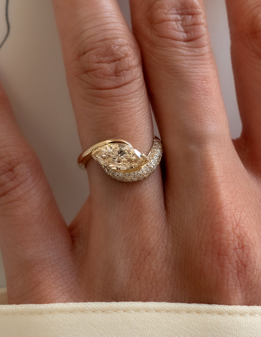 Champagne Marquise Lab Grown Diamond Engagement Ring
