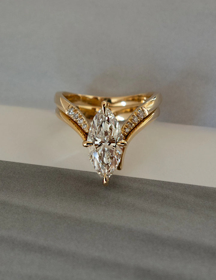 Marquise Lab Diamond Engagement Ring With Matching Band