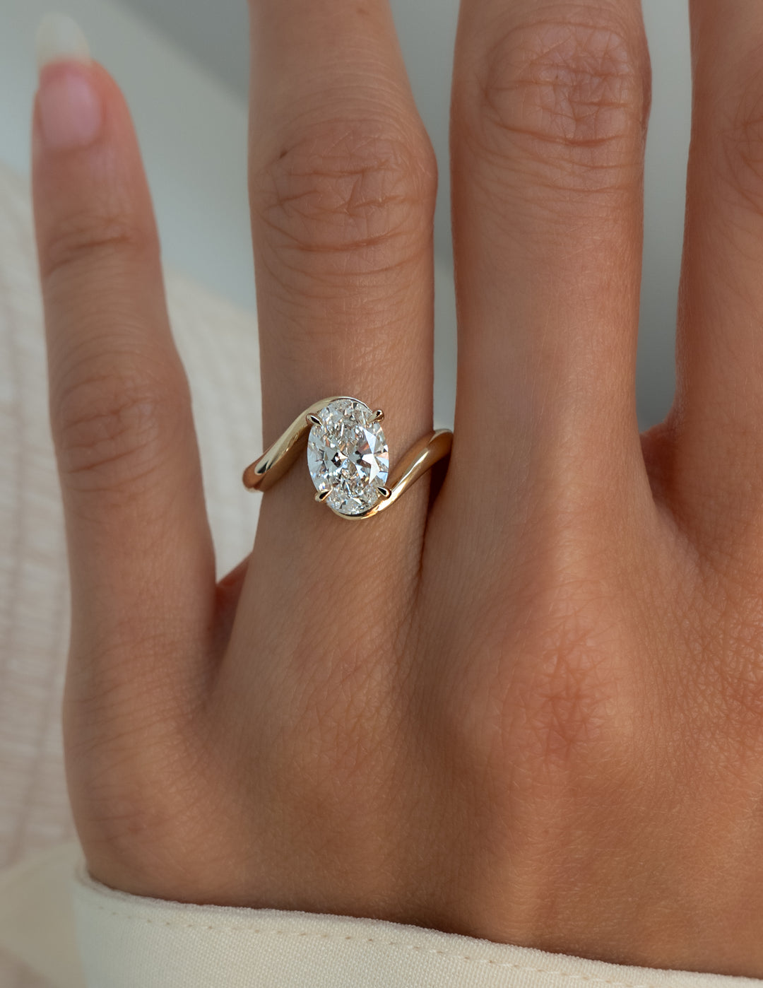 Oval Lab Grown Diamond Bypass Engagement Ring