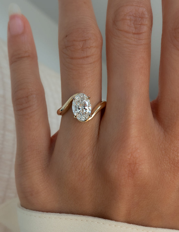 Oval Lab Grown Diamond Bypass Engagement Ring