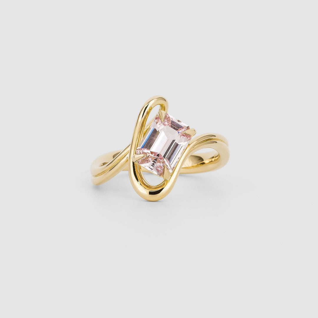 Pink Emerald Cut Diamond Engagement Ring